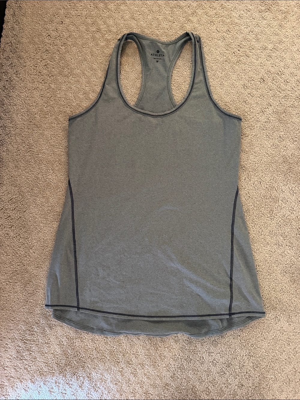 Athleta Gray Racerback Tank with Contrast Seams